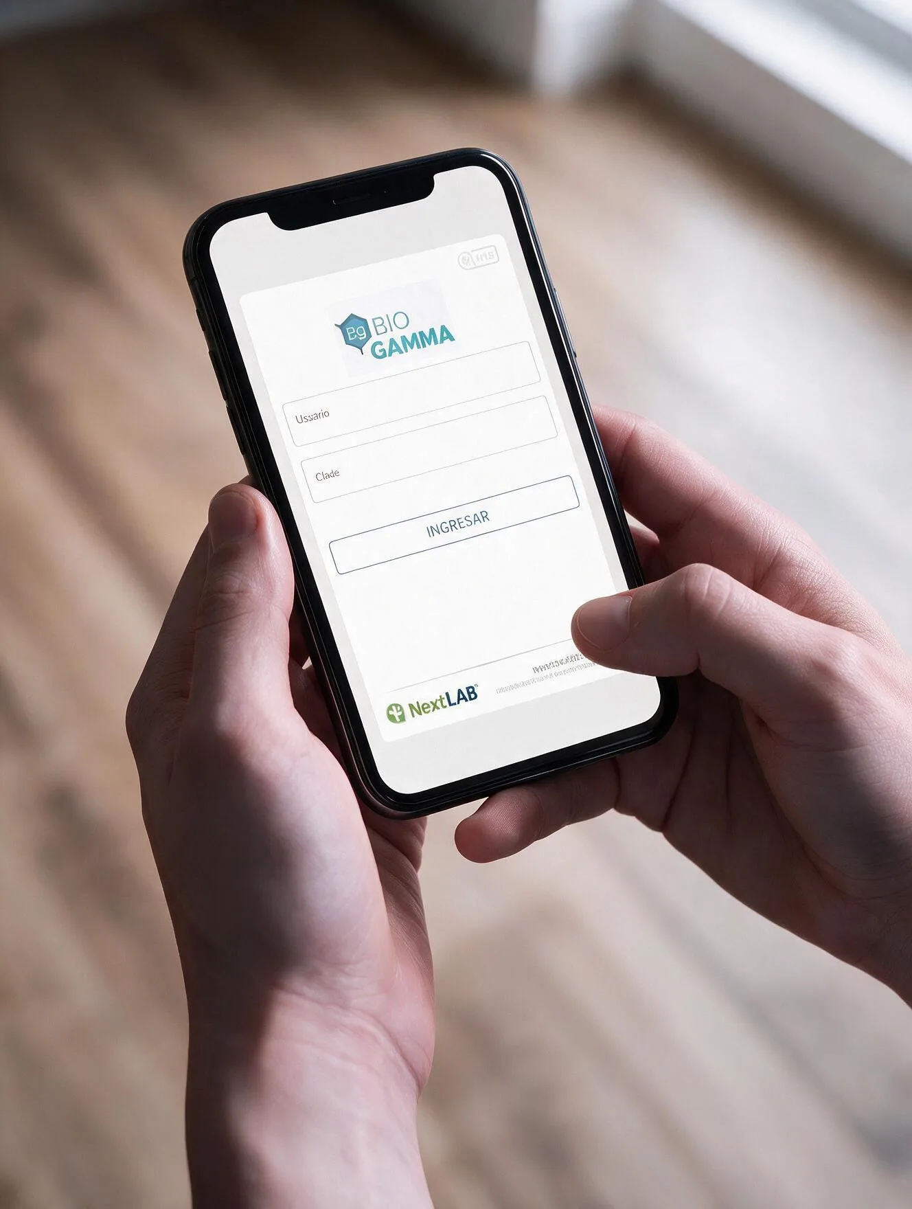 Portal de resultados de Bio Gamma en un celular